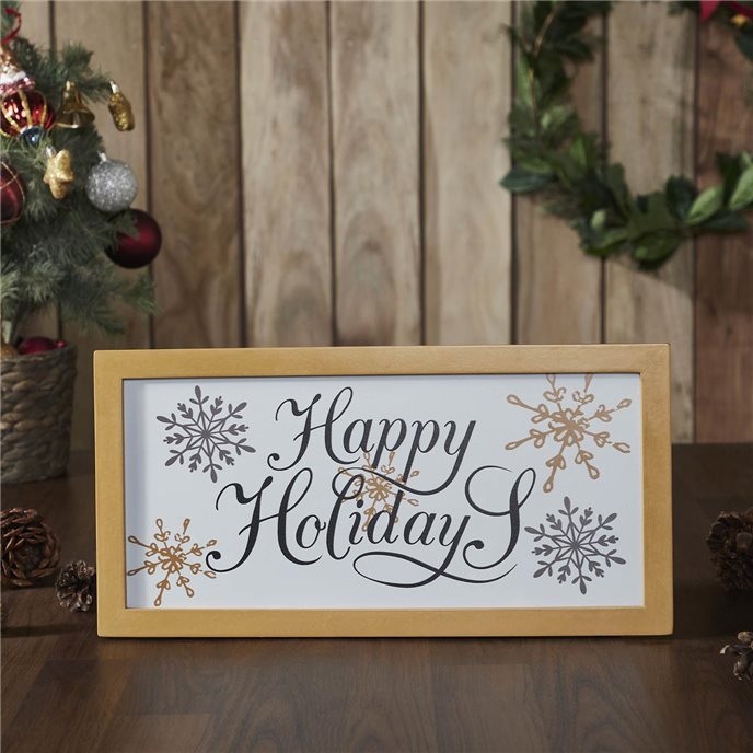 Happy Holidays Snowflakes Framed Wall Hanging Sign 8x16 Thumbnail