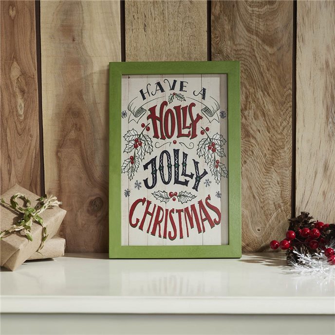 Have A Holly Jolly Christmas Framed Wall Hanging Sign 12x8 Thumbnail