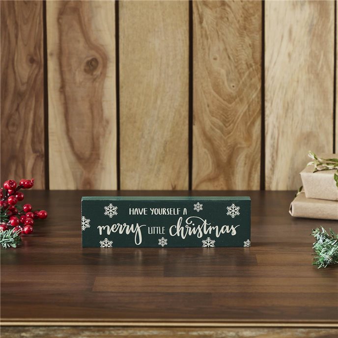 Have Yourself A Merry Little Christmas Green Block Sign 3x10 Thumbnail