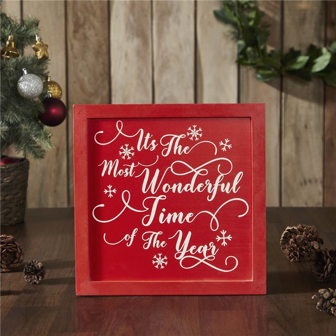 It's The Most Wonderful Time Red Wall Hanging Sign 11x11 Thumbnail