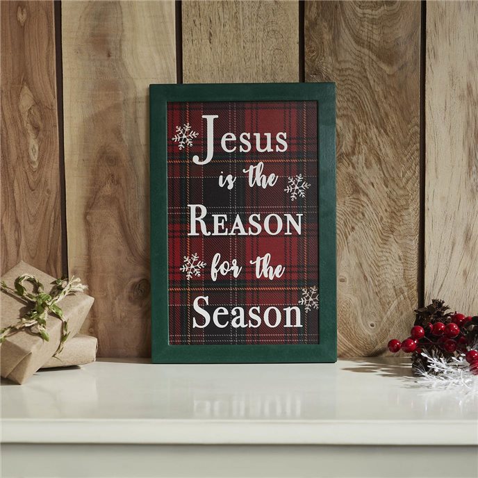 Jesus Is The Reason Plaid Framed Wall Hanging Sign 12x8 Thumbnail