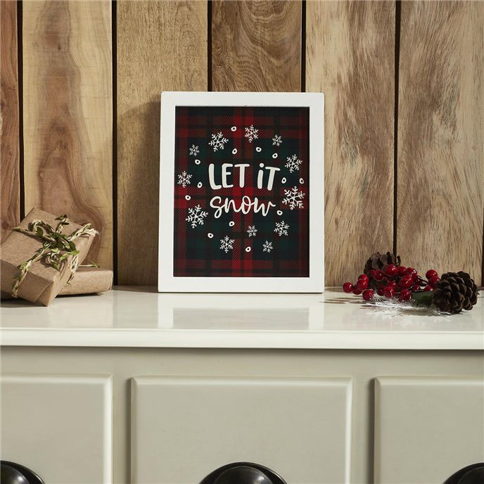 Let It Snow Plaid Wall Hanging Sign 11x9 Thumbnail