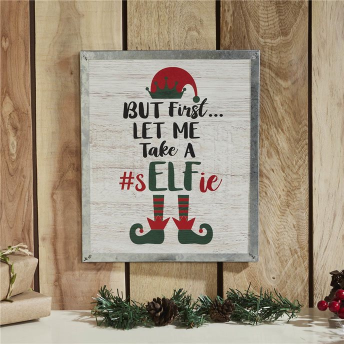 Let Me Take A Selfie Elf Framed Wall Hanging Sign 12x10 Thumbnail