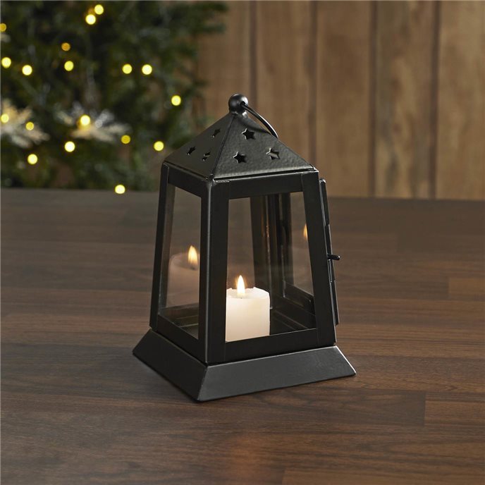 Metal Lantern Black Tealight Holder 7x4.5x4.5 Thumbnail