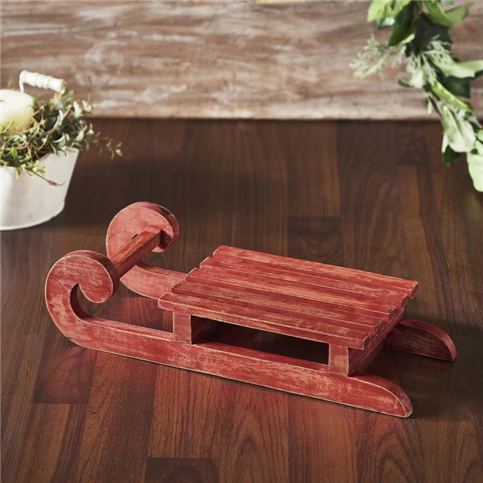 Red Sled Wooden Figurine 16x6x2.75 Thumbnail