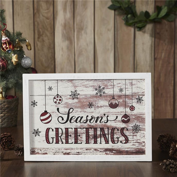 Season's Greetings Ornaments Wall Hanging Sign 11x16 Thumbnail