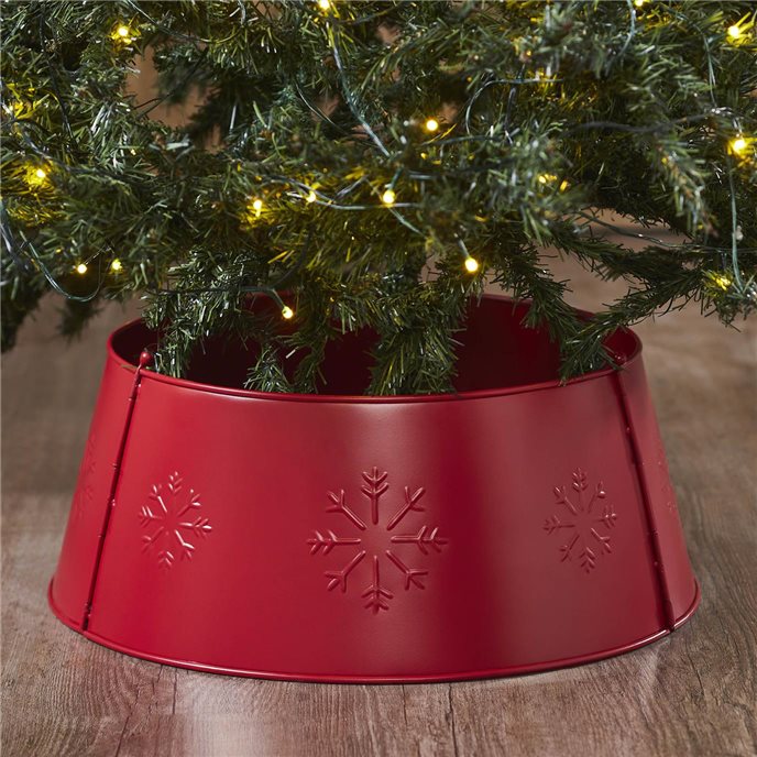 Snowflake Christmas Tree Collar Metal Barn Red 8x20x20 Thumbnail