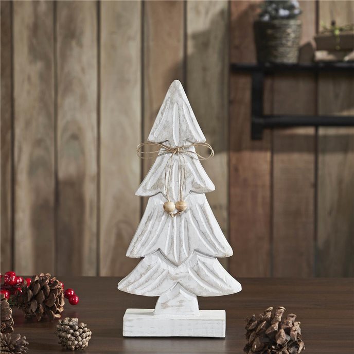 Snowy Tree Textured Wooden White 12.25x6x2.5 Thumbnail