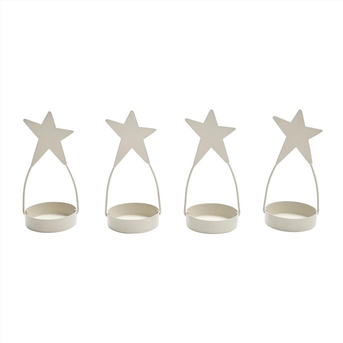 Star Tealight Holder Antique White Set of 4 4x1.75x1.75 Thumbnail