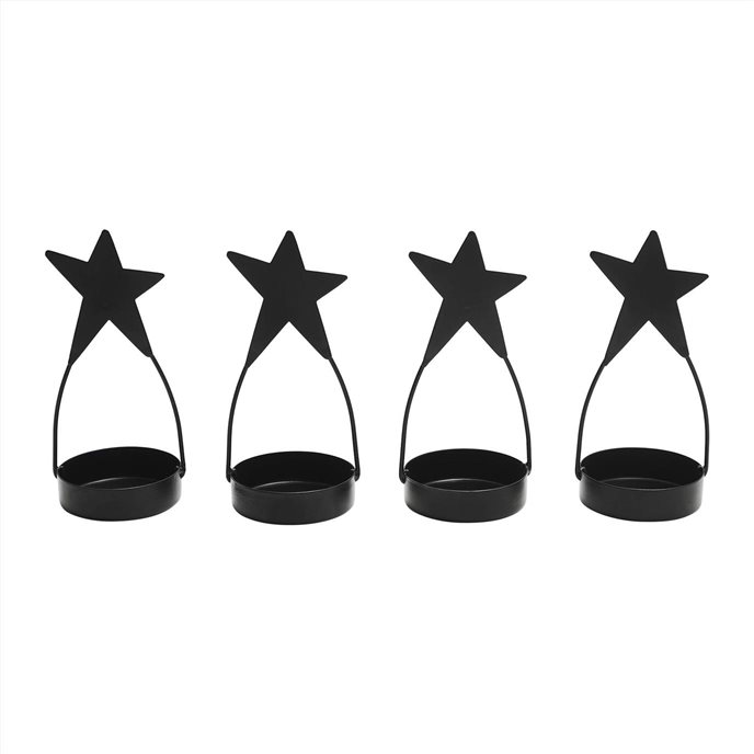 Star Tealight Holder Black Set of 4 4x1.75x1.75 Thumbnail