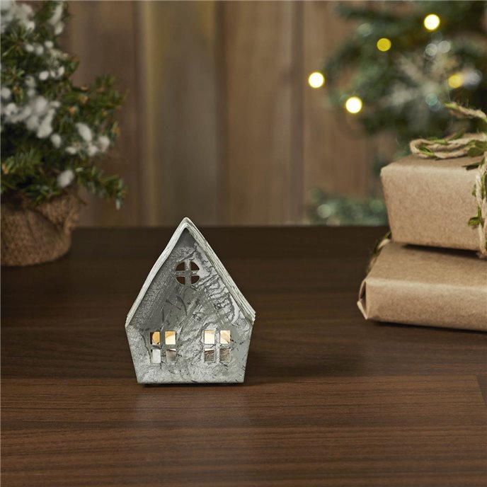 Tealight Holder Metal Village House F Antique Grey 3x2.75x2 Thumbnail