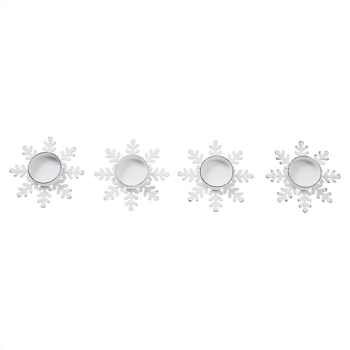 Tealight Holder Snowflake Antique White Set of 4 0.6x4.13x4.13 Thumbnail