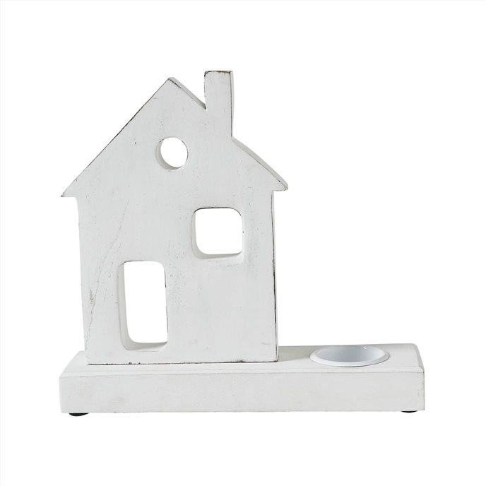 Tealight Holder Village House White 9x8.25x2.5 Thumbnail