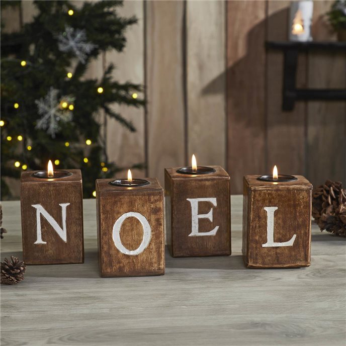 Tealight Holders NOEL Cube Set of 4 4x3x3 Thumbnail