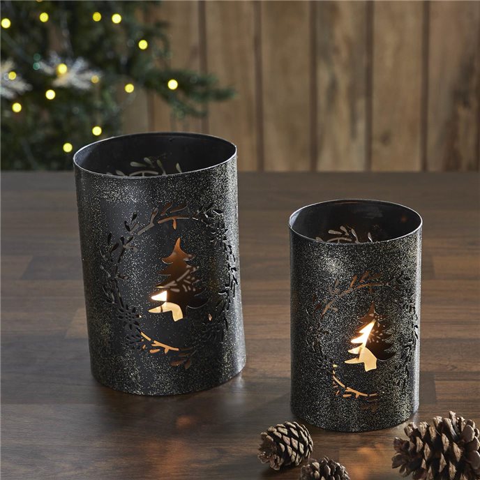 Votive Candle Holder Christmas Tree Wreath Set of 2 Thumbnail