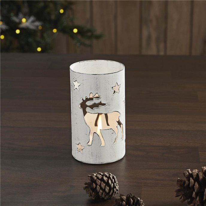 Votive Candle Holder Reindeer White 4.25x2.75x2.75 Thumbnail