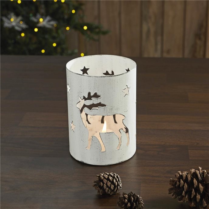 Votive Candle Holder Reindeer White 6x4.25x4.25 Thumbnail