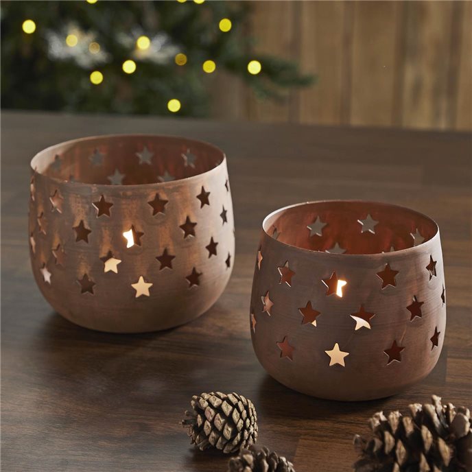 Votive Candle Holder Stars Rust Set of 2 Thumbnail