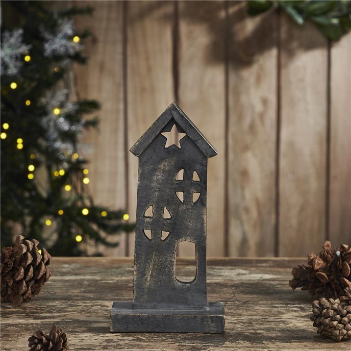 Wooden Saltbox House w/ Star Dark Brown 8x4x2 Thumbnail