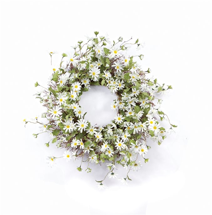 White Daisy Floral Wreath 23"D Thumbnail