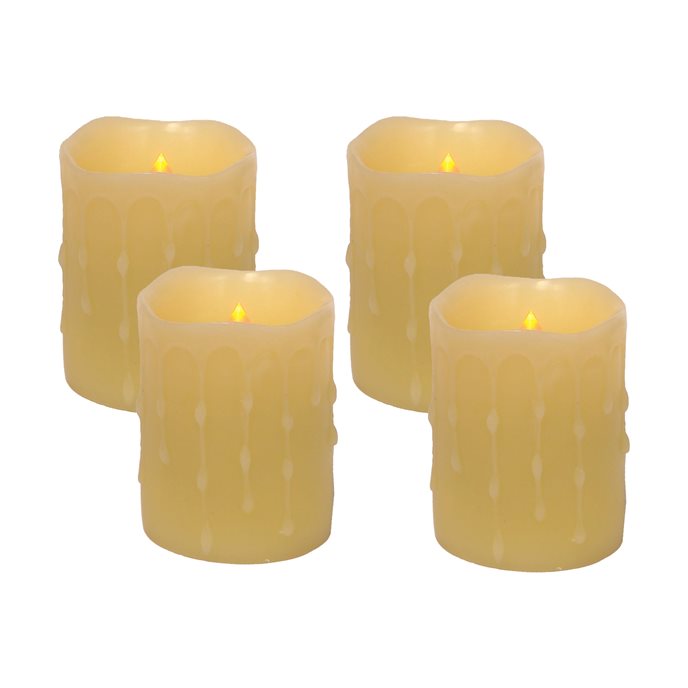 LED Dripping Wax Pillar Candles (Set of 4) Thumbnail