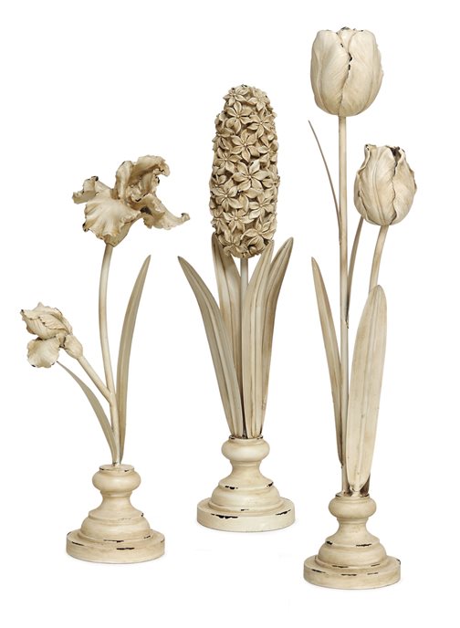 Distressed Ivory Floral Stem Sculpture (Set of 3) Thumbnail