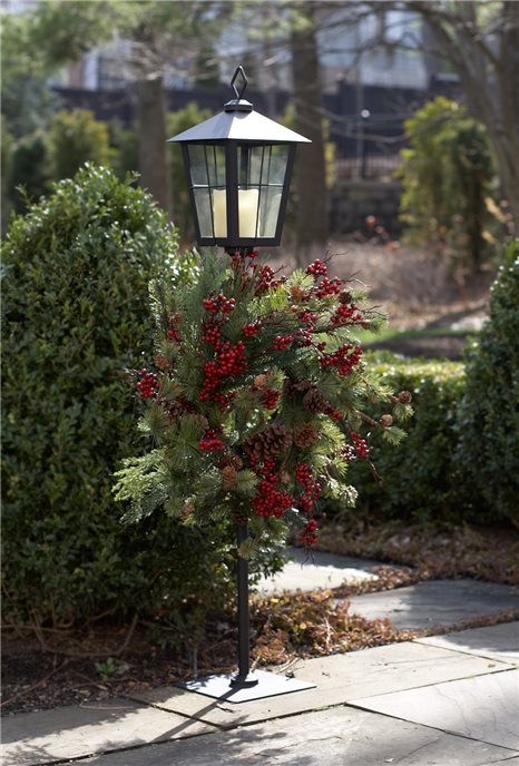 Metal Lantern Post with Wreath Holder 43.25"H Thumbnail