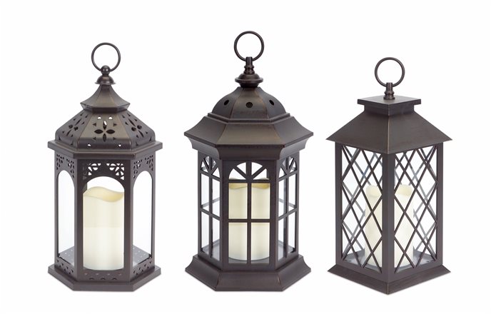 Assorted Lanterns with LED Candle (Set of 3) Thumbnail