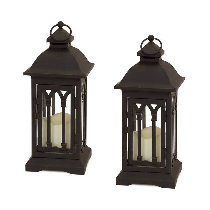 Black Metal Lantern with LED Candle (Set of 2) Thumbnail