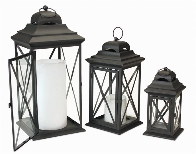 Iron Metal Floor Lantern (Set of 3) Thumbnail