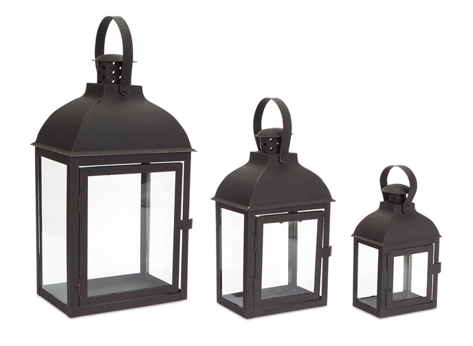 Modern Black Metal Lantern (Set of 3) Thumbnail