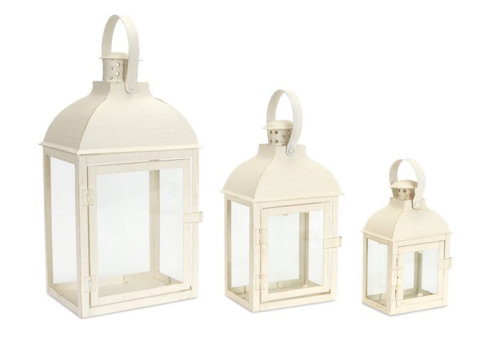 Modern Ivory Metal Lantern (Set of 3) Thumbnail