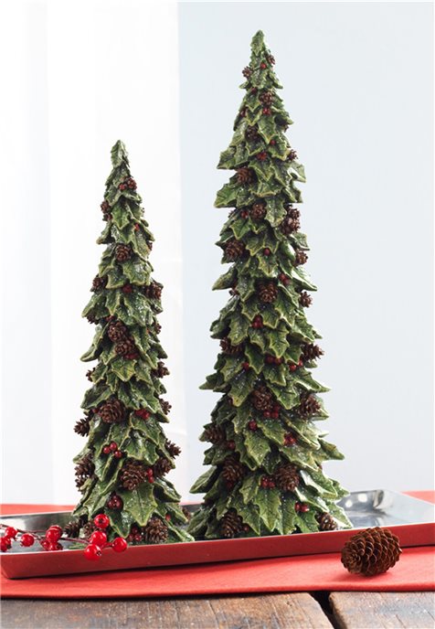 Holly Leaf Holiday Trees with Pinecone Accents (Set of 2) Thumbnail