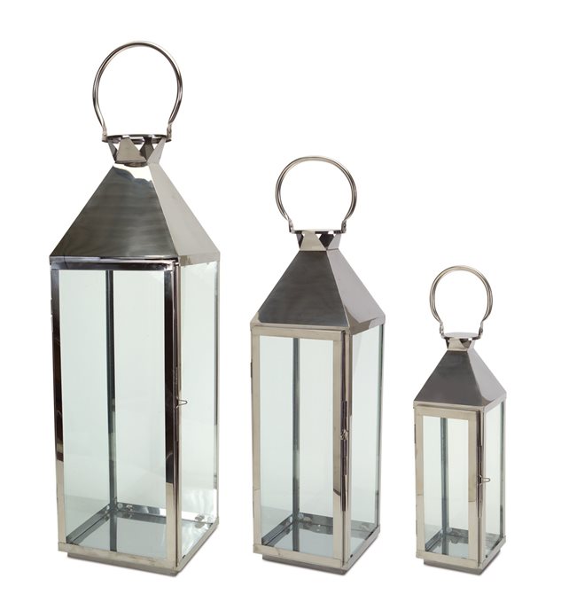 Modern Stainless Steel Metal Lantern (Set of 3) Thumbnail