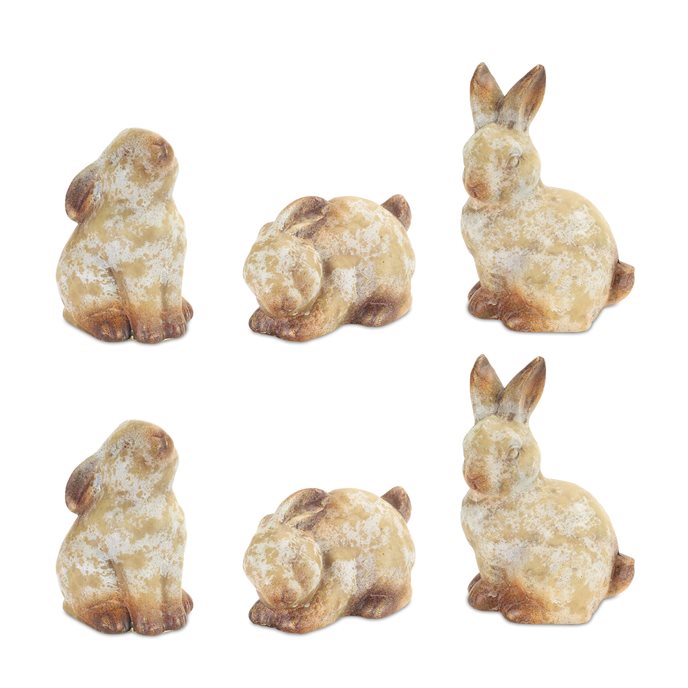 Weathered Terra Cotta Rabbit Garden Statue (Set of 6) Thumbnail