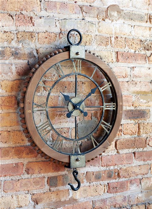 Open Face Industrial Wall Clock w/Hook Accent 22"D Thumbnail