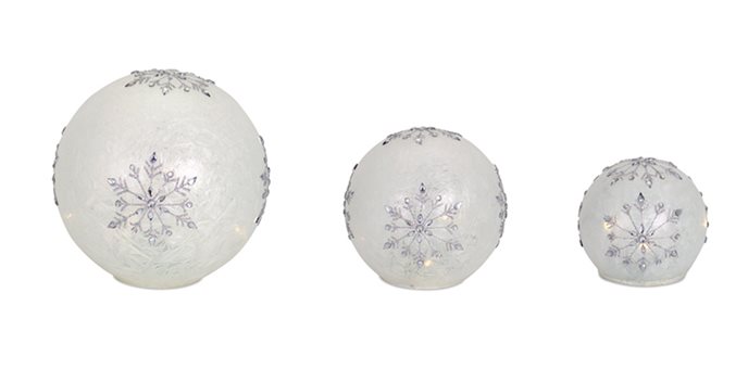 LED Frosted Snowflake Jewel Globe (Set of 3) Thumbnail