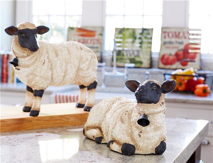 Rustic Sheep Figurine with Bell Accent (Set of 2) Thumbnail