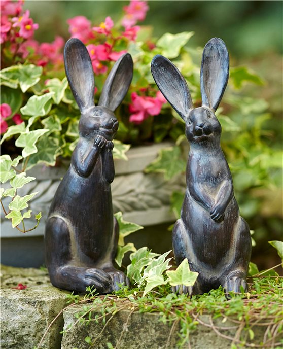 Brown Long Ear Rabbit Statue (Set of 2) Thumbnail