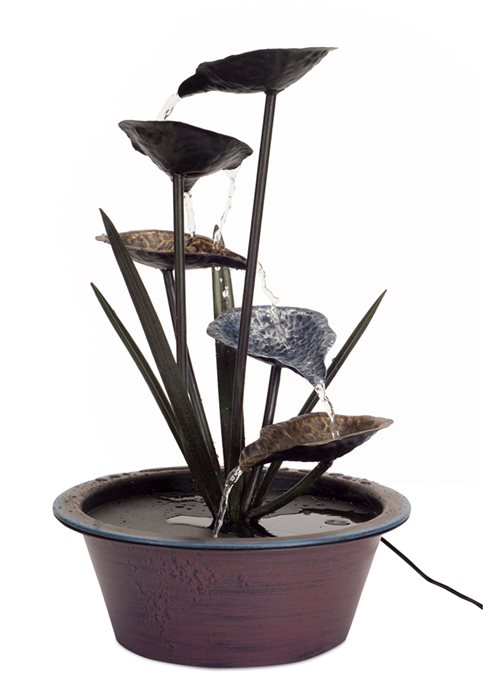 Bronze Metal Lotus Leaf Fountain 22"H Thumbnail