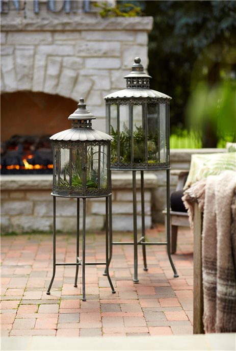 Ornamental Metal Lantern with Stand (Set of 2) Thumbnail