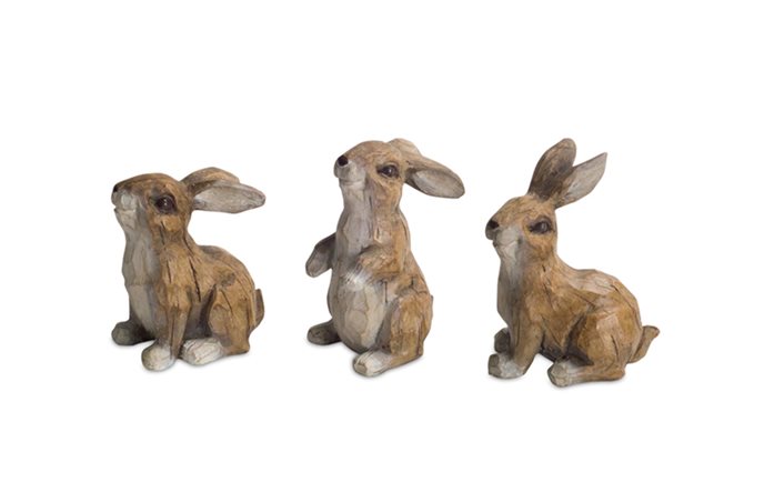 Carved Stone Garden Rabbit Figurine (Set of 6) Thumbnail