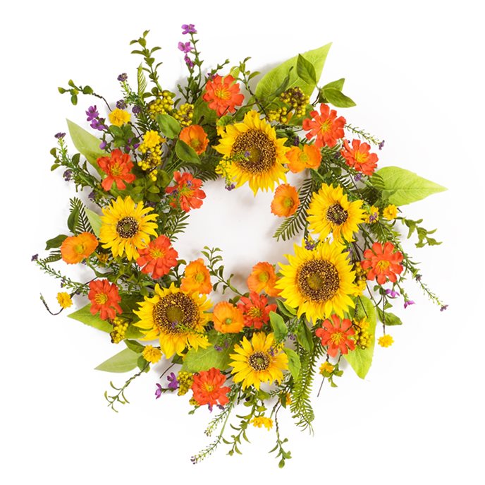 Mixed Sunflower Floral Wreath 22"D Thumbnail