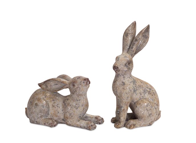 Weathered Stone Garden Rabbit Figurine (Set of 2) Thumbnail