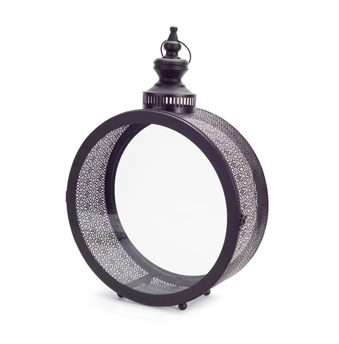 Black Ornate Metal Circle Lantern 22"D Thumbnail