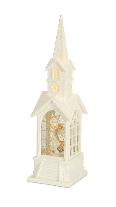 LED Snow Globe Church with Angel 16.25"H Thumbnail