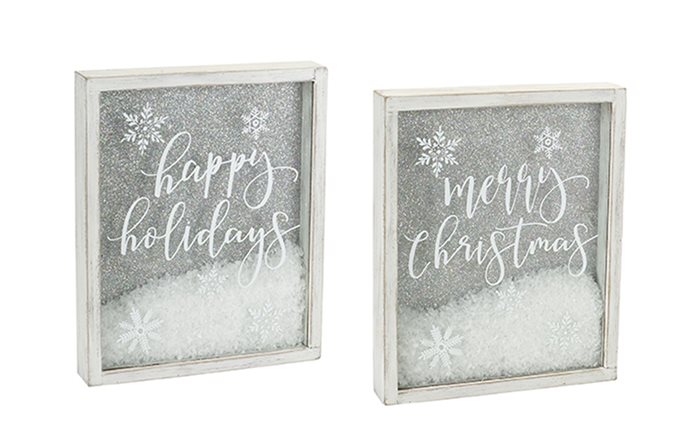 Christmas Sentiment Box Frame with Snow (Set of 2) Thumbnail