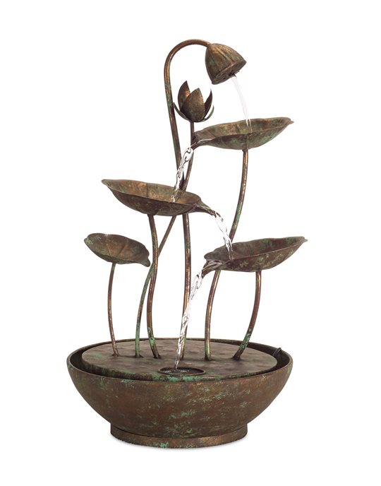 Rustic Metal Lotus Leaf Fountain 19.5"H Thumbnail