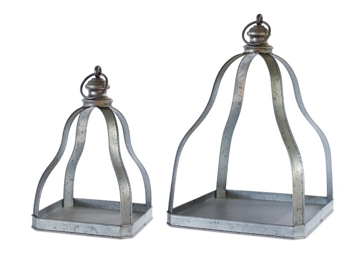 Galvanized Metal Lantern with Open Design (Set of 2) Thumbnail