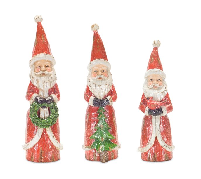 Distressed Wood Design Santa Figruine (Set of 3) Thumbnail